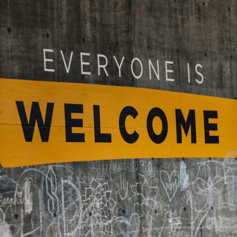Everyone is Welcome Everyone Is Welcome written on chalkboard inviting people to The Inclusive Christian